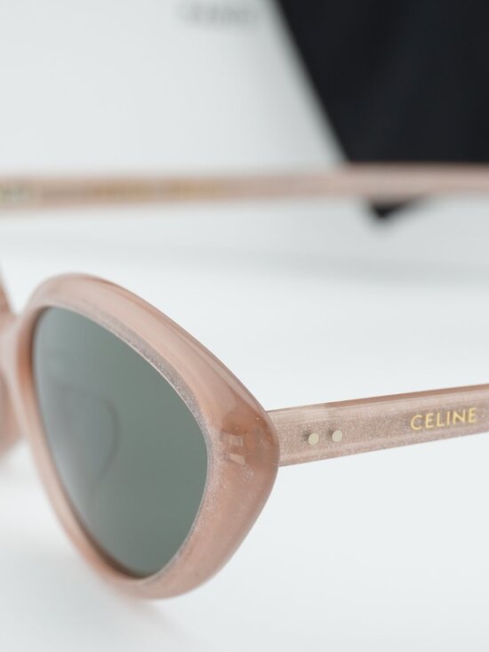 Celine CL40264U 74N Cat Eye Sunglasses - Pink Glitter/Green